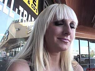 Blonde lesbian picks up bigtits babe for sex