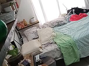 curvy milf cleans her room secretly