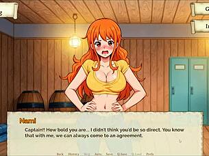 lusty buccaneers parody nami strips for gold in hentai gamee