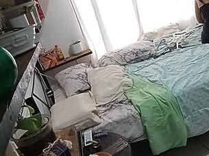 curvy milf cleans her room secretly