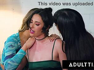 Curious Casey Calvert Experiences First Lesbian Threesome with Cunilingus, Fingering, and Face Sitting While Girlfriend Watches.