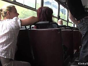 uhh, chestnut babe bangin on public bus, oops!
