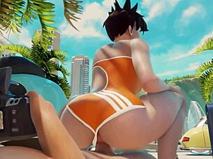 tracer asks 'want to ride my cock?' in hentai