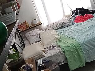 curvy milf cleans her room secretly