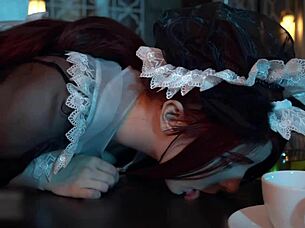 the lord commands his clumsy maid mollyredwolf to give sloppy blowjob and deepthroat in roleplay