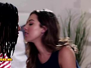 Ebony teen kisses her interracial lesbian partner