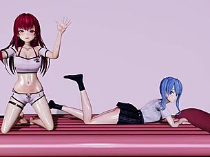 NTR LESBIANS in anime style with toys and vibrators