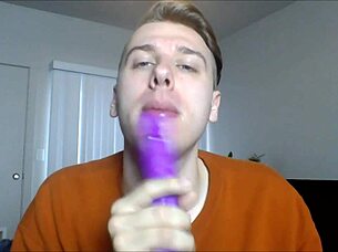 POV experience of sucking with dildo and toys in gay twink scene