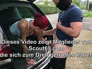 German redhead Anni Angel fucks stranger outdoors