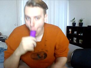 POV experience of sucking with dildo and toys in gay twink scene