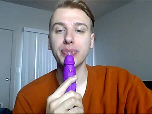 POV experience of sucking with dildo and toys in gay twink scene