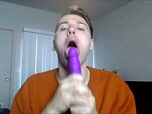 POV experience of sucking with dildo and toys in gay twink scene