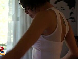 The casting session of a hot nerdy latina brunette