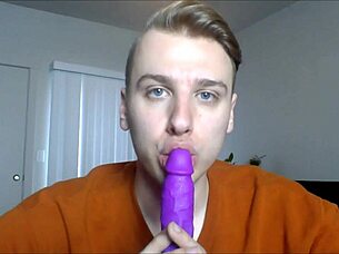 POV experience of sucking with dildo and toys in gay twink scene