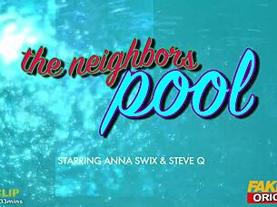 Skinny redhead teen 18+ sneaks for poolside banging