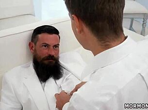 Young Gay Teen Receives First Blowjob From Elder Men