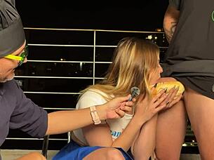 keila bassi flashing in miniskirt outdoor fun