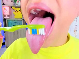 lila jordan brushes teeth with saliva spitting fetish