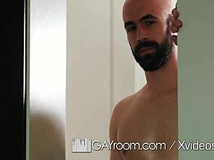 Bearded massage leads to oiled ass pounding in gayroom