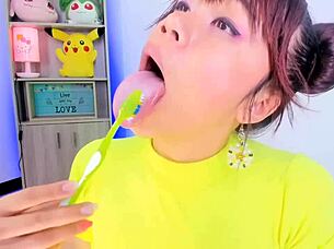 lila jordan brushes teeth with saliva spitting fetish