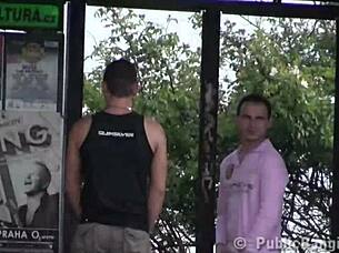 Extreme Public Bus Stop Threesome