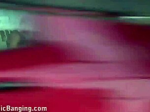 Extreme Public Bus Stop Threesome