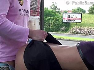 Extreme Public Bus Stop Threesome