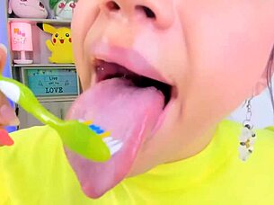 lila jordan brushes teeth with saliva spitting fetish