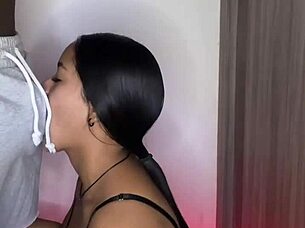 Cute Latina Model Sucks Best Friend's Dick In Amateur Couple