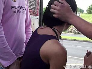 Extreme Public Bus Stop Threesome