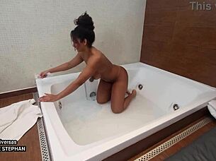 want to see sophie stephan's deepthroat in lingerie with big tits?