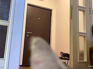 Surprised delivery guy gets my panties as a bold gift