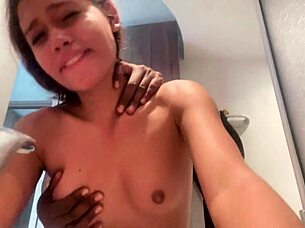 18-Year-Old Bent Over Naked in Bathroom Fucking Black Cock!