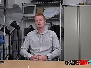 gay redhead guy gets rimmed and sucked at office audition
