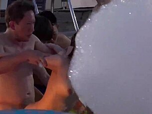 i ride cowgirl in outdoor pool party wit asian girls