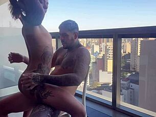 i got surprised by my sister-in-law in panties on the hotel balcony