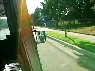 Skinny Brunette Rides Cowgirl In Van