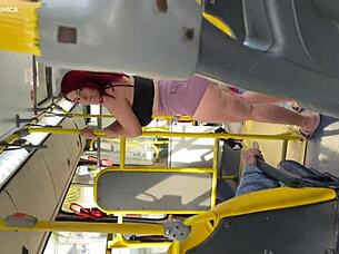 Very Intense Outdoor POV Voyeur Fuck with Brazilian Prostitute Employee on Public Bus