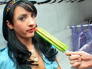 Skinny Brunette Rides Cowgirl In Van