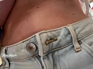 Hot Wife Flashes Big Tits Shopping Without Bra for Seller