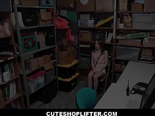 Alina West gets caught shoplifting dildo and fucked by security