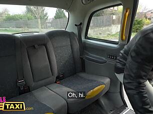 Fake taxi lady grabs big Italian cock, gets creampied doggy style.