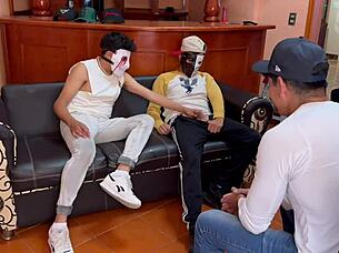 Wow, heterosexual latino's first time with anal gay sex in casting 😲