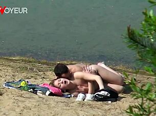 Beach voyeur sees naughty teen 18+ pawg fucking bf