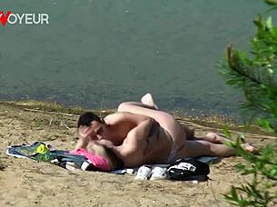 Beach voyeur sees naughty teen 18+ pawg fucking bf
