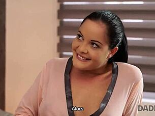 Dolly diore boldly shows sexy lingerie to old man.