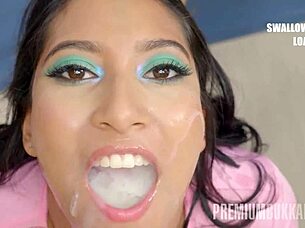 Amine Swallows 101 Loads in Bukkake Bonanza