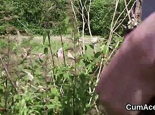 Old centerfold gets cum load on her face sucking all cream