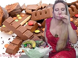 food porn in financial domination style, glasses and masturbation