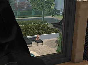 my neighbor's bimbo stepmom masturbating at pool in roleplay